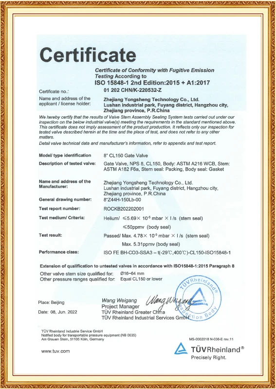 ISO15848 (Injap Pintu)
